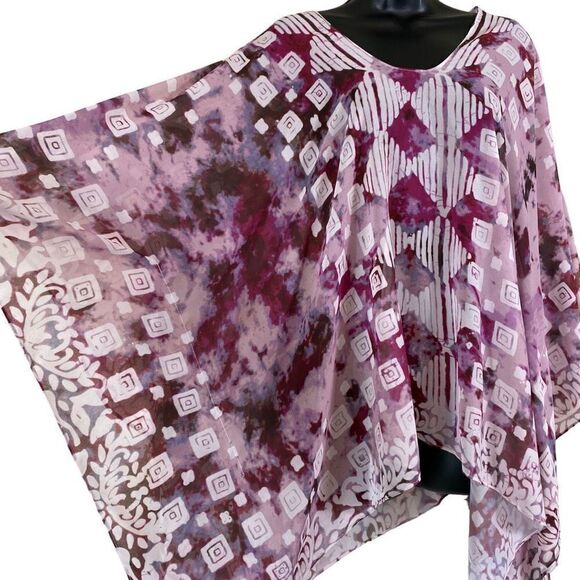 Soft Surroundings Bohemian Sheer Poncho Coverup Blouse - Picture 2 of 9